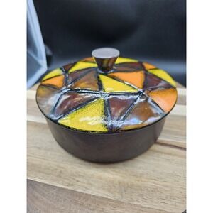 Vintage Bitossi Pottery Italy Covered Candy Dish